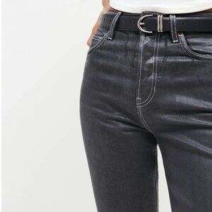 Reformation Cynthia High Rise Straight Long Jeans Glossy Black - Size 29